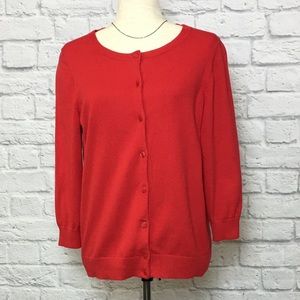 Talbots 3/4 sleeve button up cardigan, red M